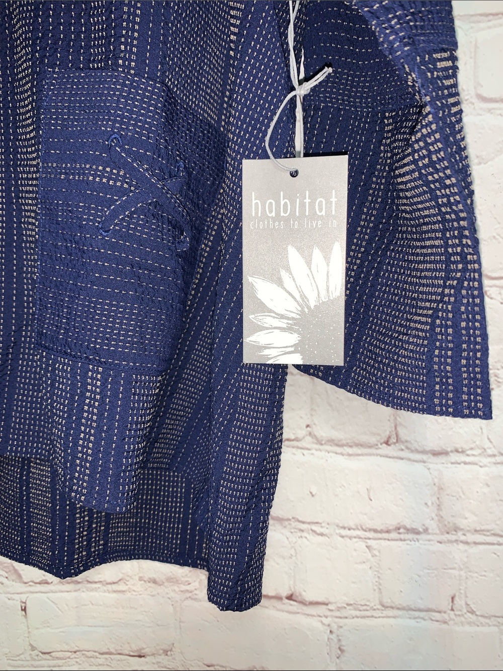 NEW Habitat Navy Blue Textured Split-Neck Tunic Size L - Picture 2 of 6